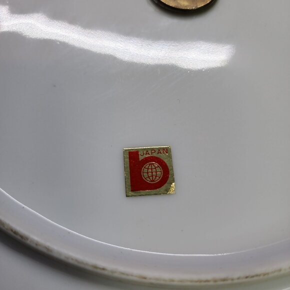 Vintage Japanese Checkered Tiled Decor Serving Tray Platter with Metal Handle - Picture 7 of 10